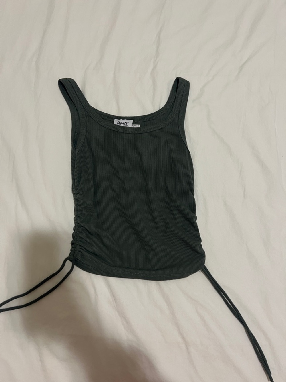 Princess Polly Army Green Ribbed Side-Tie Tank